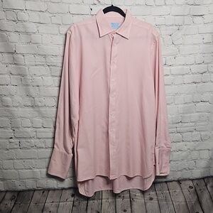 Hilditch and Key Pink Check Dress Shirt Men's Large 16.5